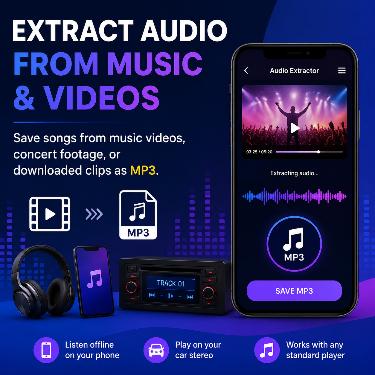 Extract audio from music and videos