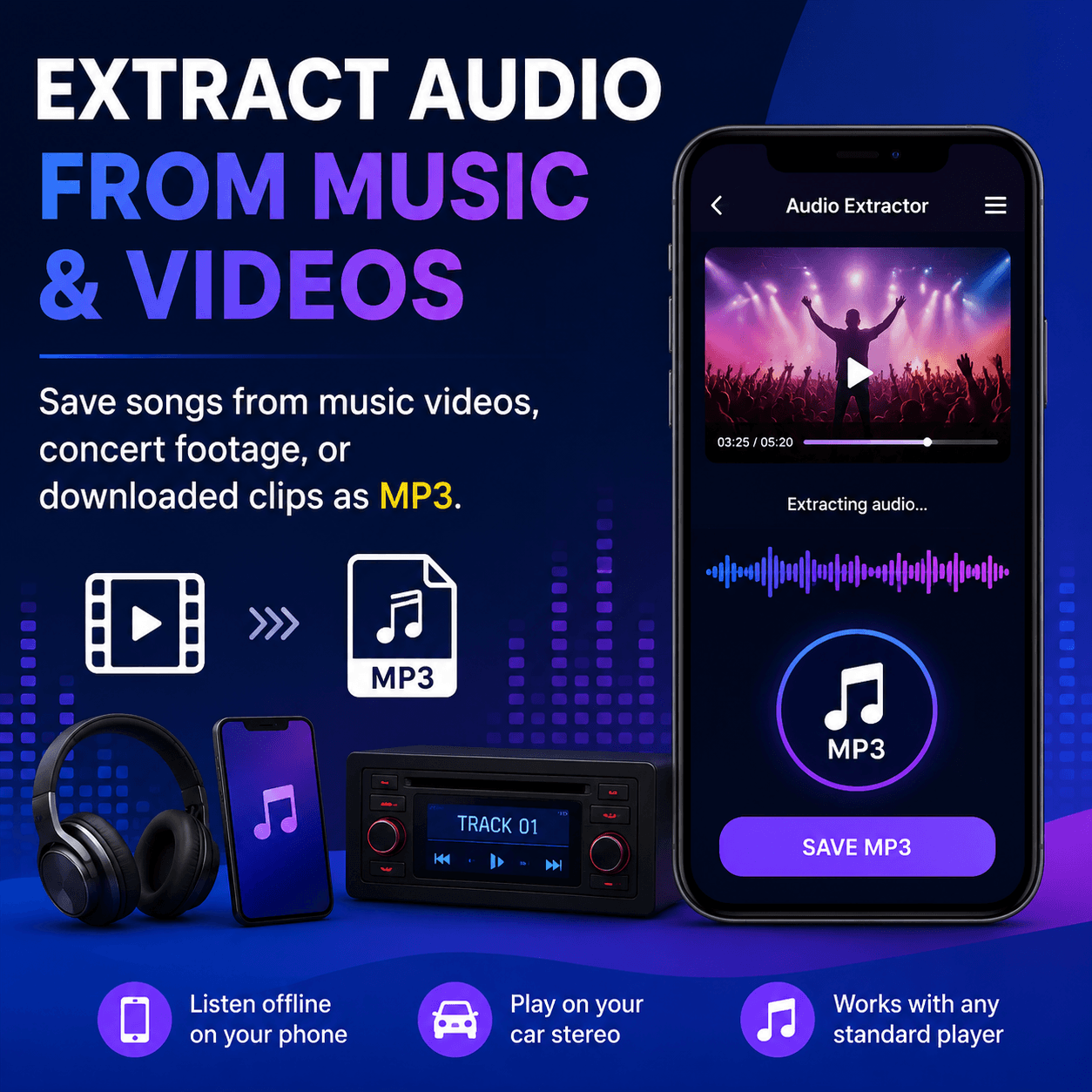 Extract audio from music and videos